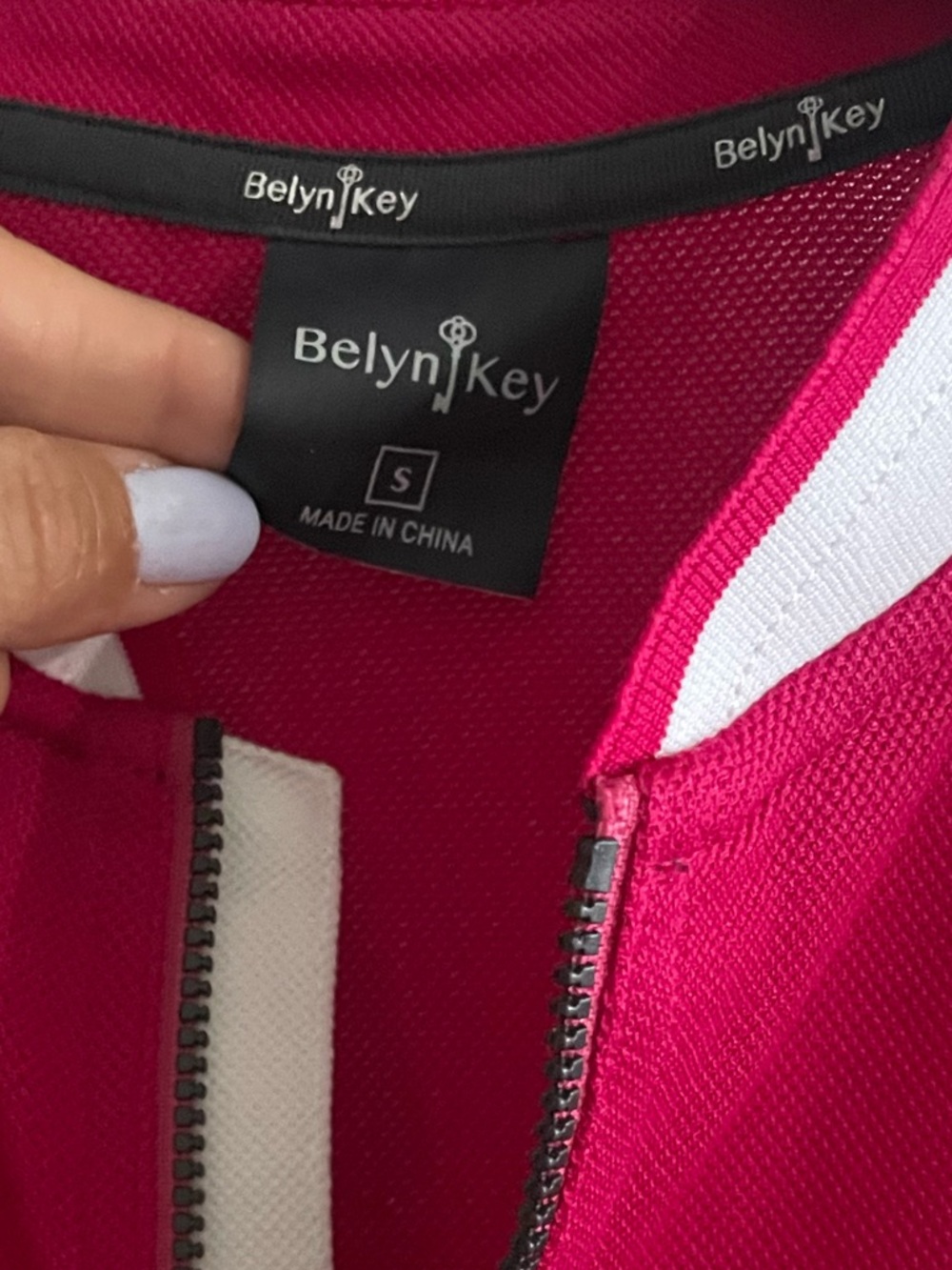 BELYN KEY Zip Polo Short Sleeve Raspberry - S - Picture 3 of 6
